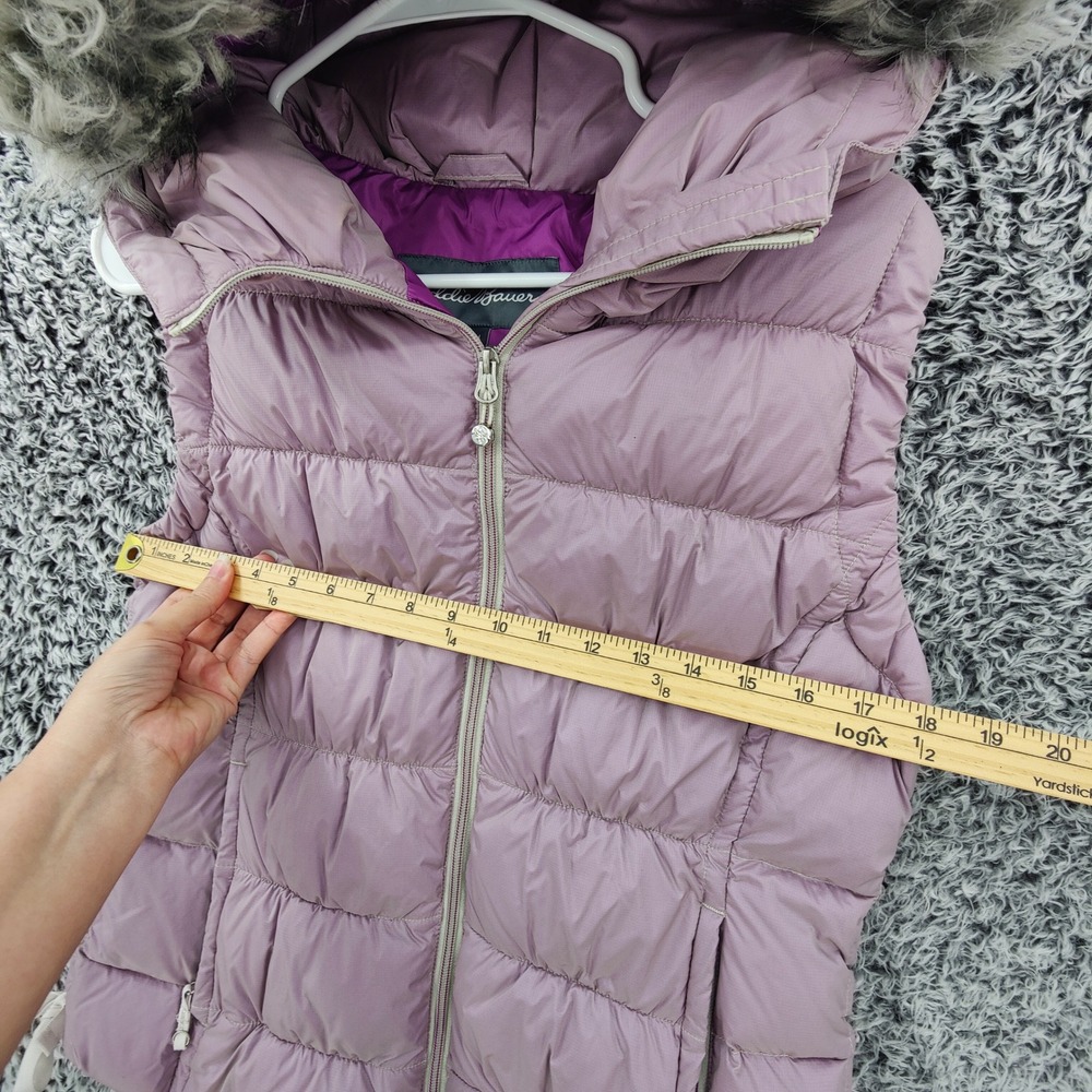 Eddie Bauer Womens Gorpcore Quilted Outdoor Down Puffer Vest M Lavender Hood - Picture 2 of 16